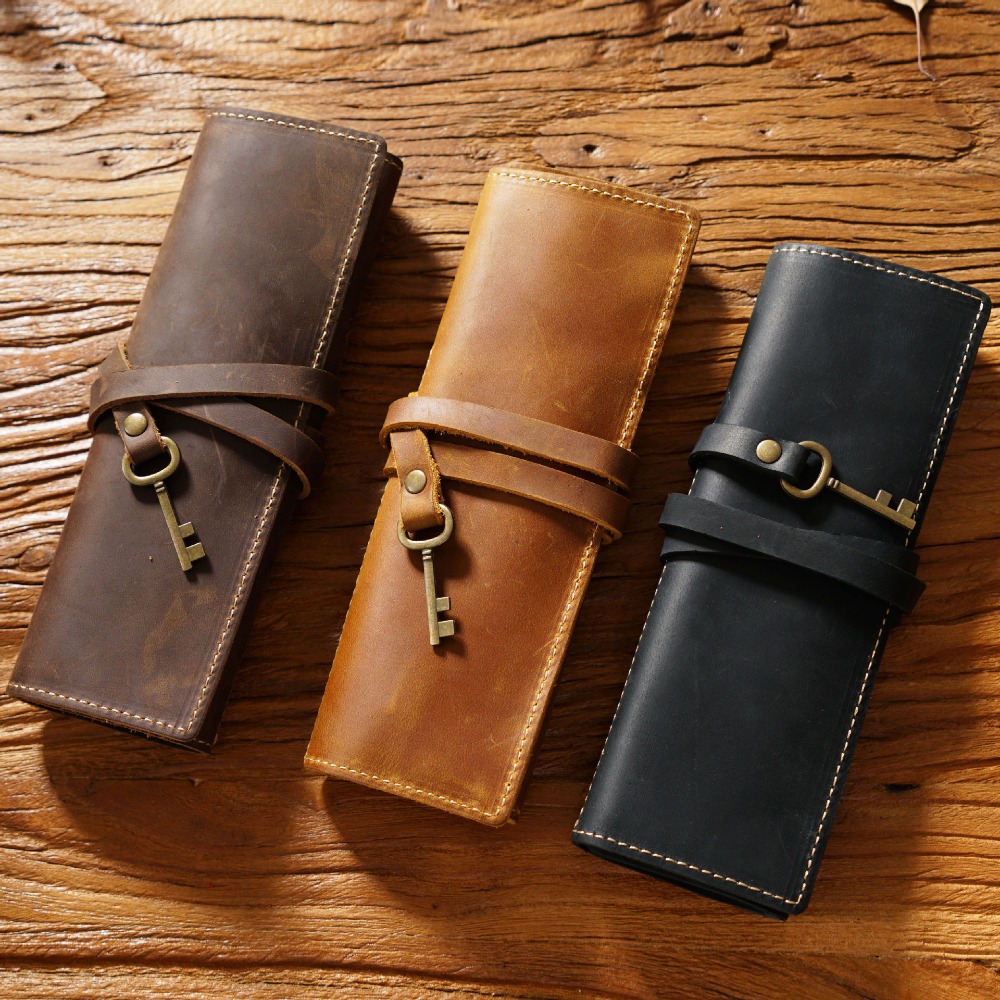 Retro Genuine Leather Handmade - đánh giá và giá Pen Pouch Roll